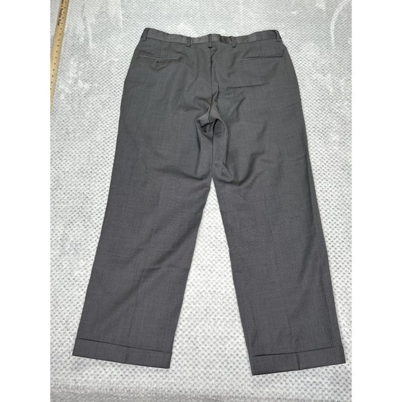 JoS. A. Banks Pants Mens 36 Reg Pinstripe Gunmetal Grey Pleats Wool Dress Work - Picture 12 of 16
